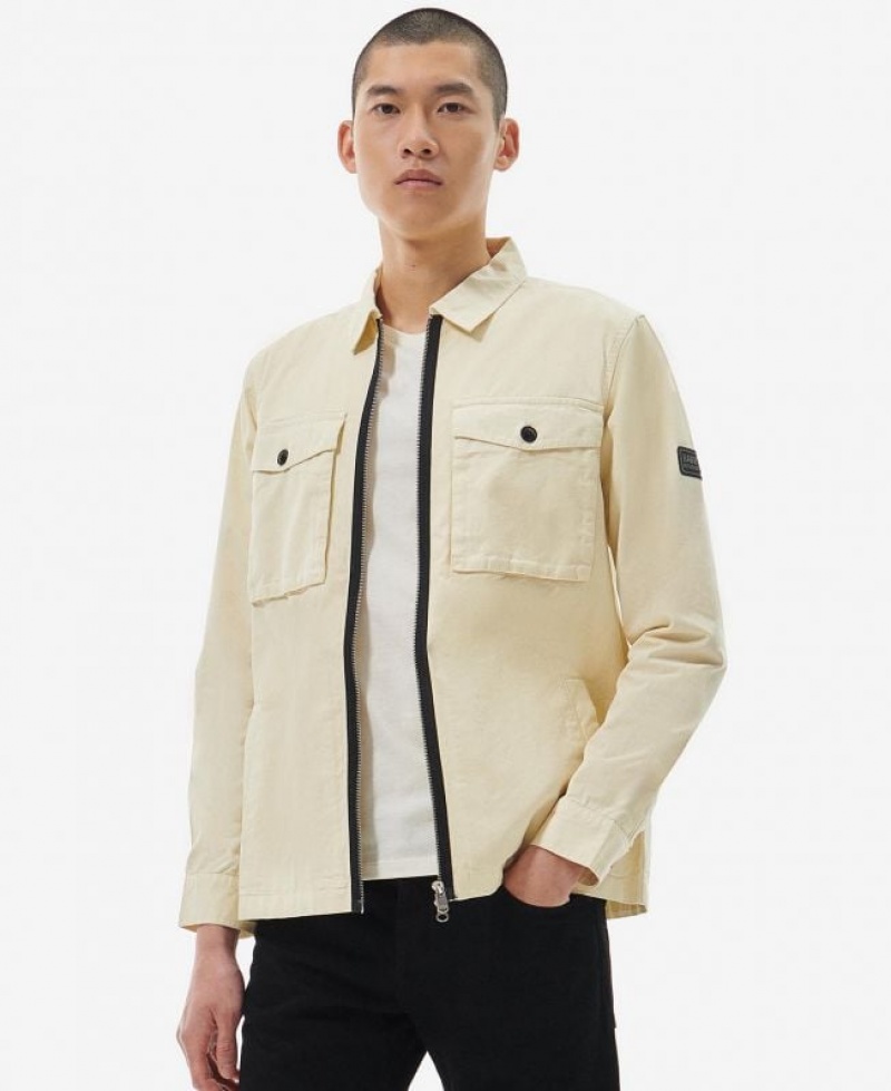 Cream Men Barbour International Cloud Overshirt | US-0163KEIAC