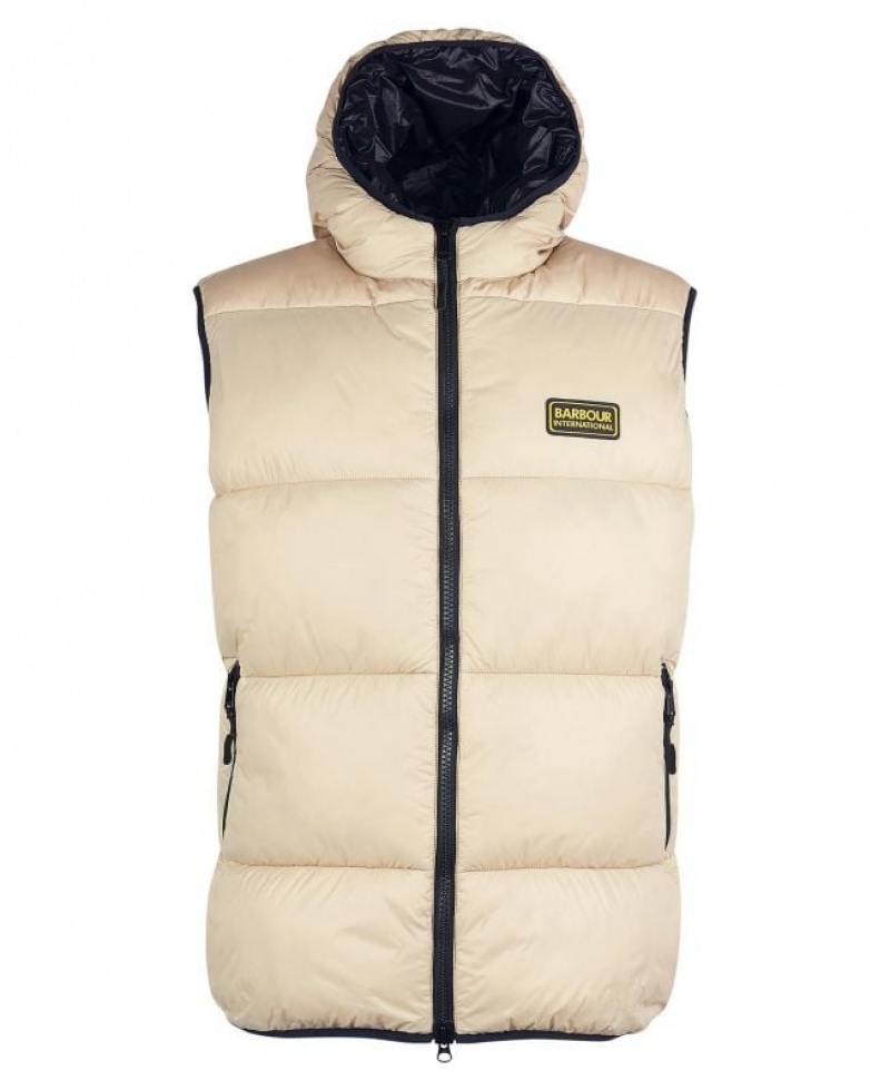 Cream Men Barbour International Hoxton Vest | US-5370UOCFD