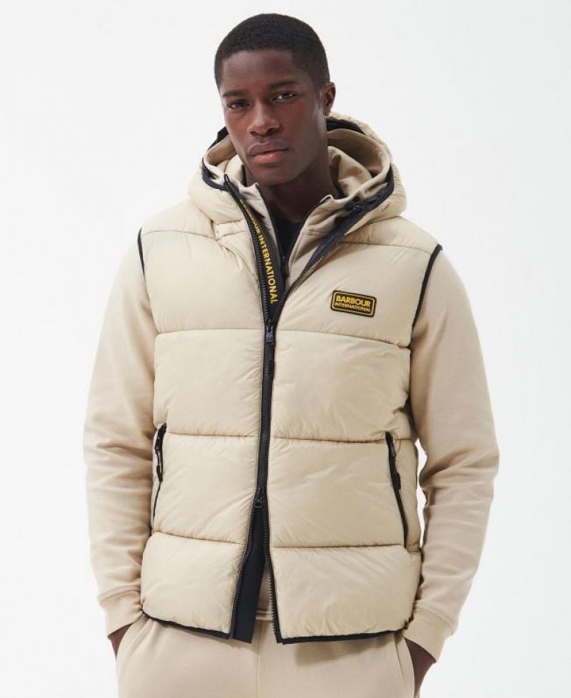 Cream Men Barbour International Hoxton Vest | US-5370UOCFD