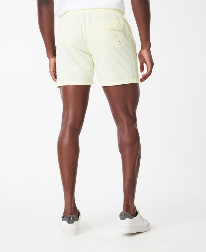 Cream Men Barbour International Large Logo Swim Shorts | US-7023FDKBE