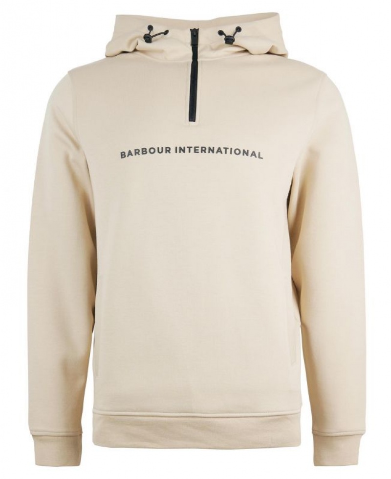 Cream Men Barbour International Motored Hoodie | US-8315CSTIP