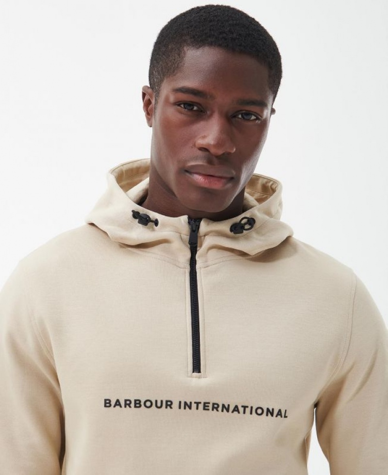 Cream Men Barbour International Motored Hoodie | US-8315CSTIP