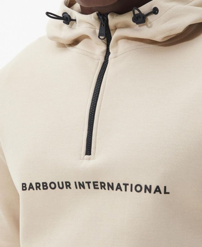 Cream Men Barbour International Motored Hoodie | US-8315CSTIP