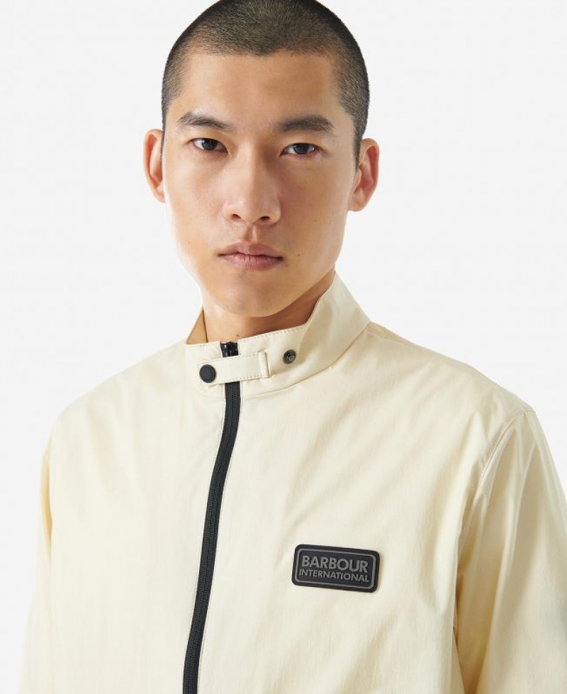 Cream Men Barbour International Quay Showerproof Jacket Rain Jacket | US-0531NTVLR