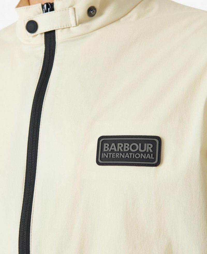 Cream Men Barbour International Quay Showerproof Jacket Rain Jacket | US-0531NTVLR