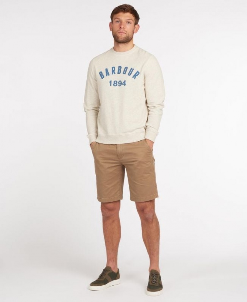 Cream Men Barbour John Crew Neck Sweatshirt | US-0829MFIDV