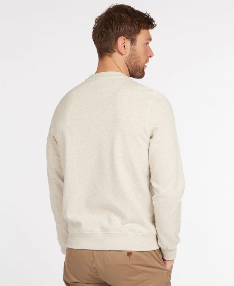 Cream Men Barbour John Crew Neck Sweatshirt | US-0829MFIDV