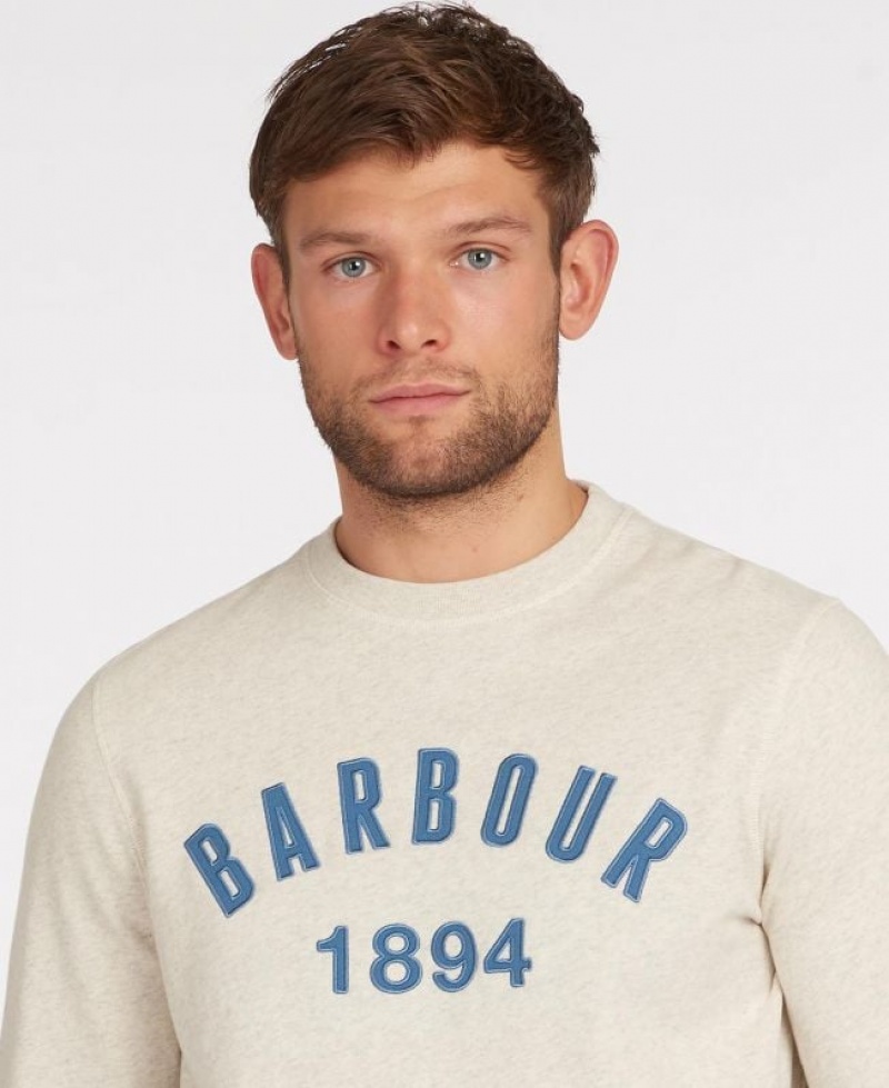 Cream Men Barbour John Crew Neck Sweatshirt | US-0829MFIDV