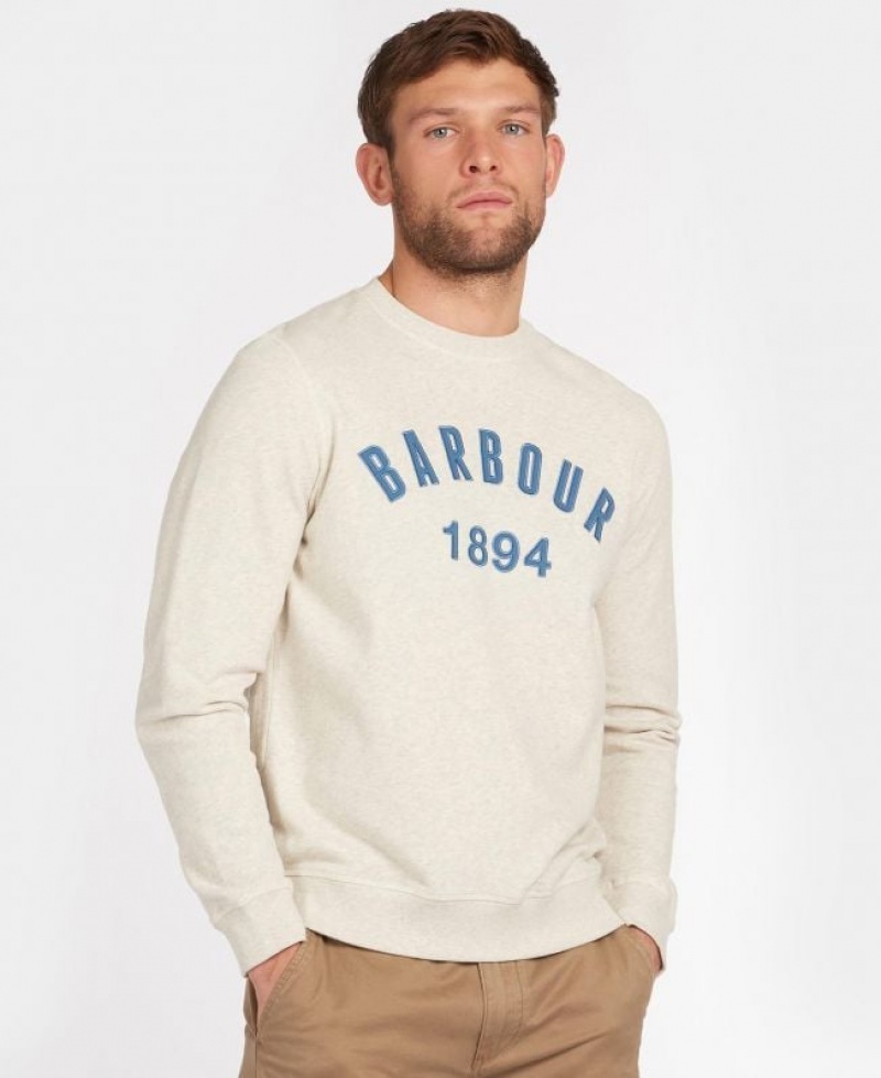 Cream Men Barbour John Crew Neck Sweatshirt | US-0829MFIDV