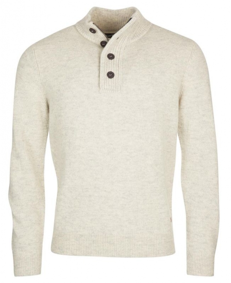 Cream Men Barbour Patch Half Zip Sweater | US-6249CMRUX