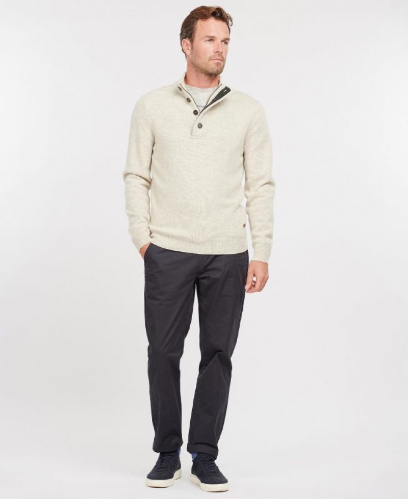 Cream Men Barbour Patch Half Zip Sweater | US-6249CMRUX