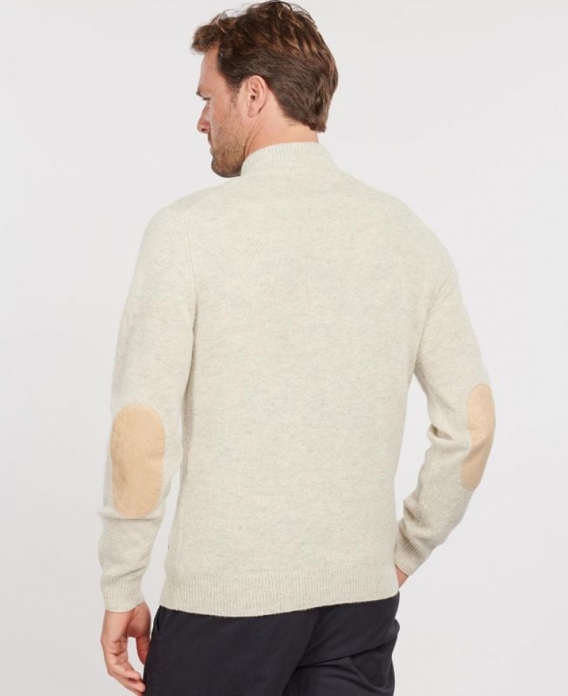 Cream Men Barbour Patch Half Zip Sweater | US-6249CMRUX