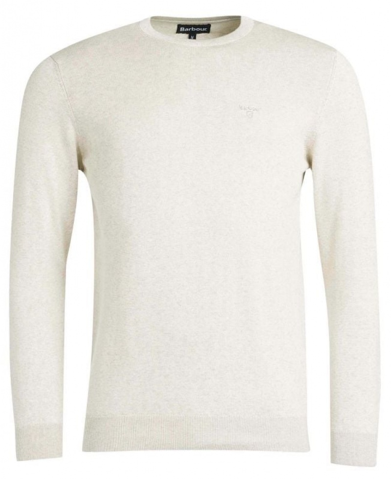 Cream Men Barbour Pima Cotton Crew Neck Sweater | US-1276FJLVA