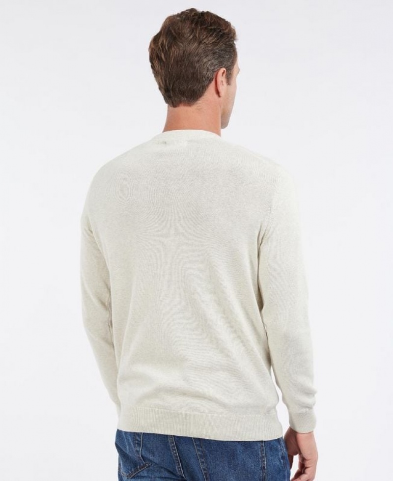 Cream Men Barbour Pima Cotton Crew Neck Sweater | US-1276FJLVA