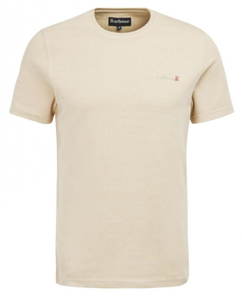 Cream Men Barbour Pluckley T-Shirts | US-7013GKPBA