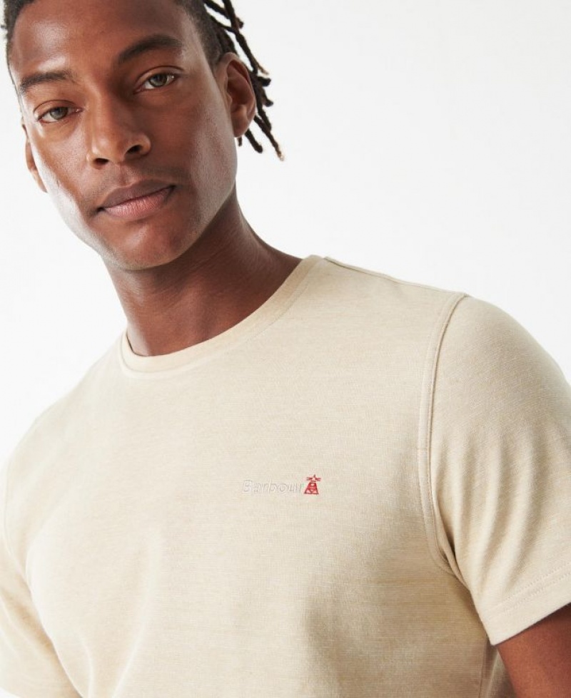 Cream Men Barbour Pluckley T-Shirts | US-7013GKPBA