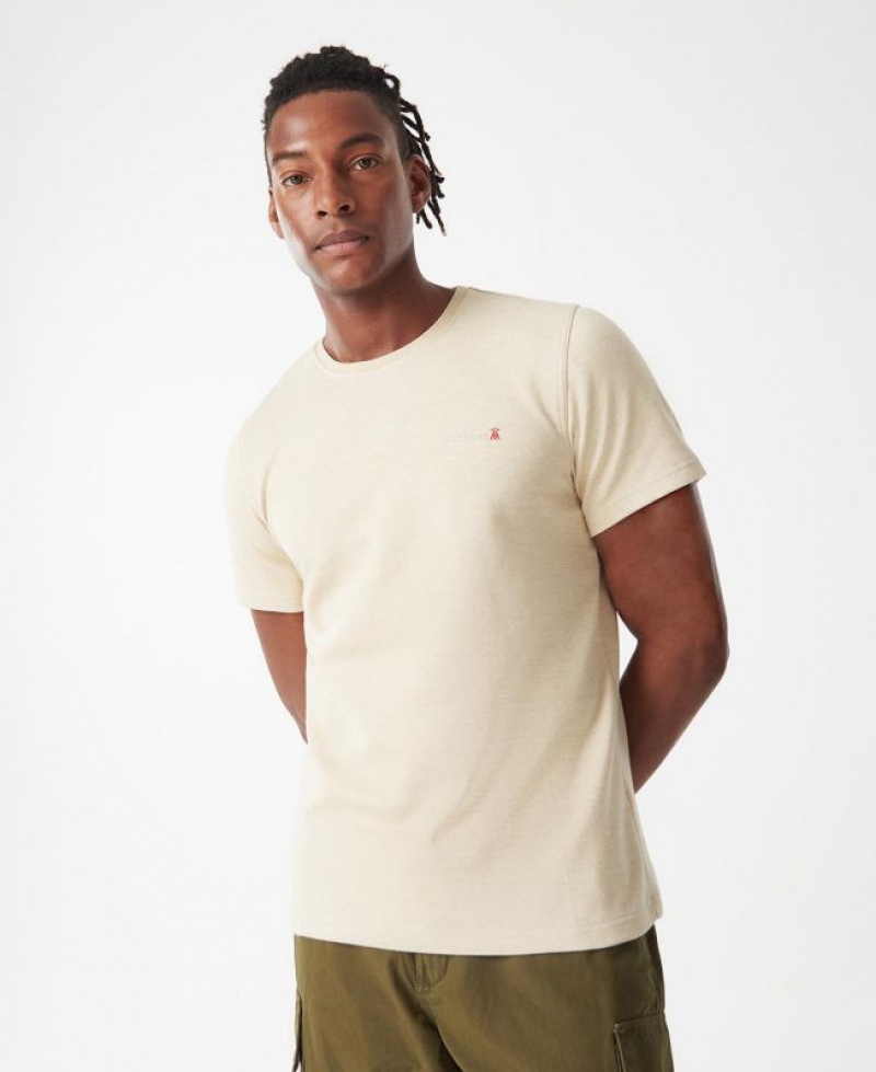 Cream Men Barbour Pluckley T-Shirts | US-7013GKPBA