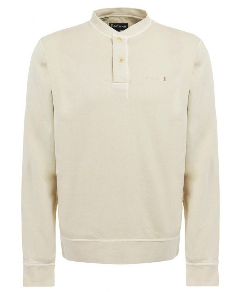 Cream Men Barbour Westwick Henley Sweatshirt | US-3692BSNLP