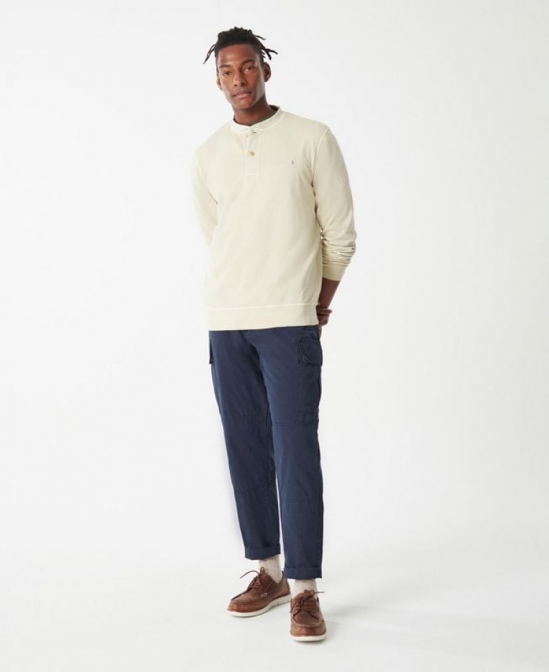 Cream Men Barbour Westwick Henley Sweatshirt | US-3692BSNLP