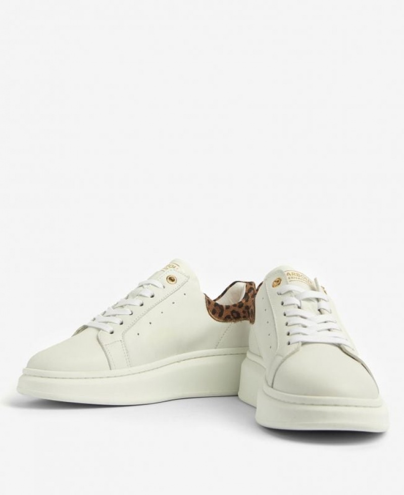 Cream Women Barbour International Amanza Sneakers | US-4205PWDFA