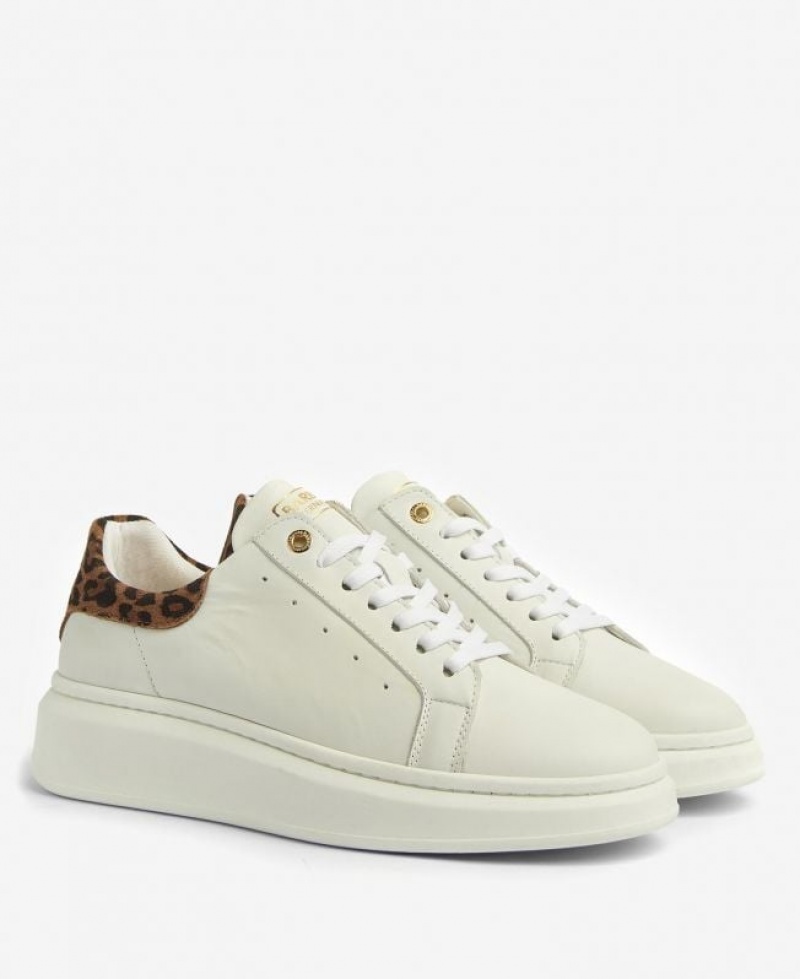 Cream Women Barbour International Amanza Sneakers | US-4205PWDFA