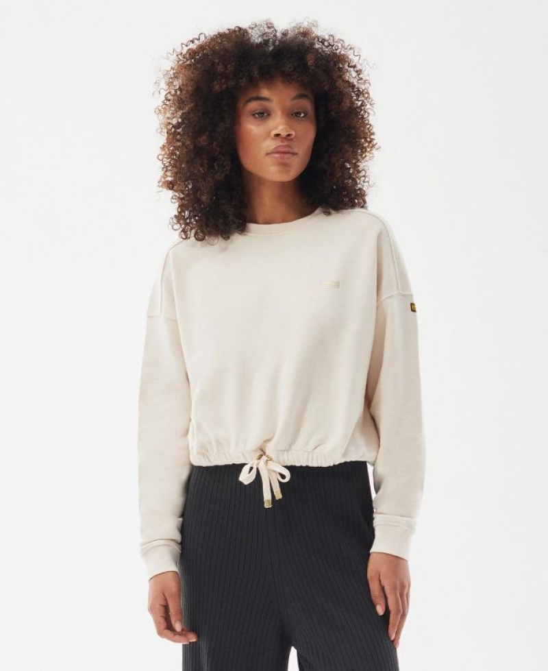 Cream Women Barbour International Anderson Sweatshirt | US-3645FIXAL