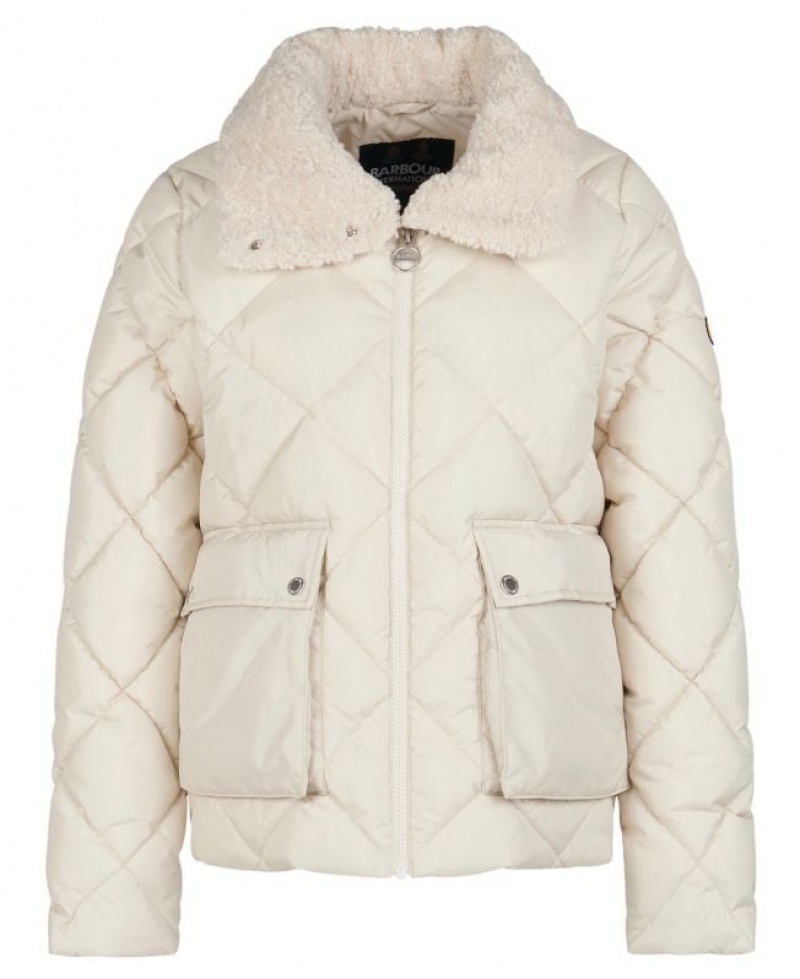 Cream Women Barbour International Norton Quilted Jacket | US-8973SXMAD