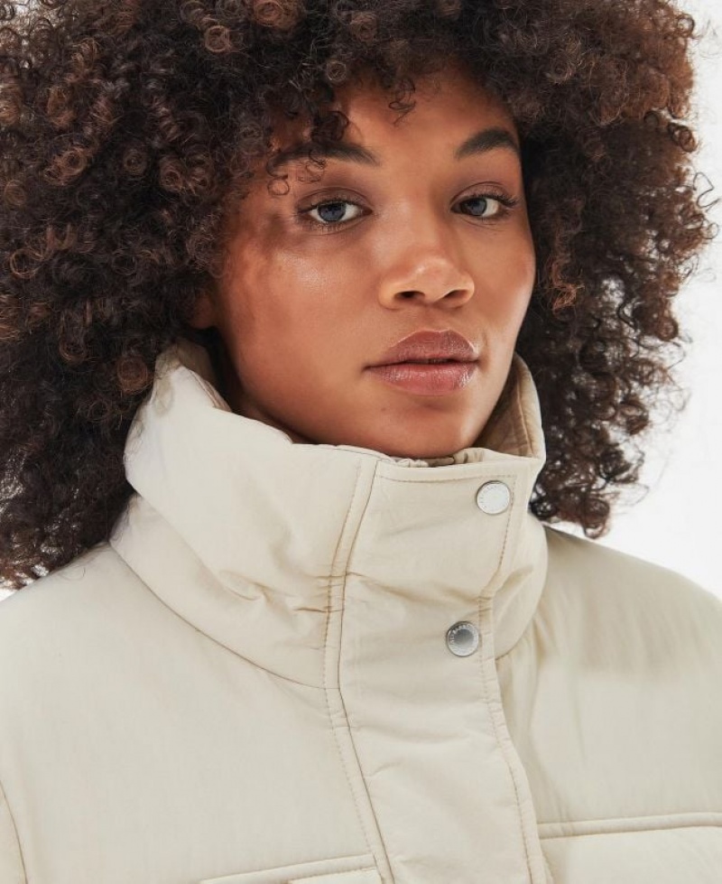 Cream Women Barbour International Velocete Rain Jacket | US-4321LZDCQ