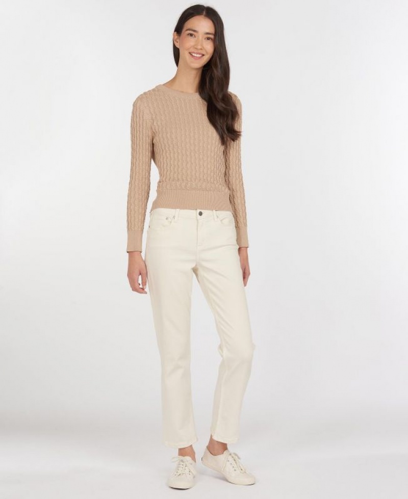 Cream Women Barbour Otterburn Straight Leg Jeans | US-6209SFZCT