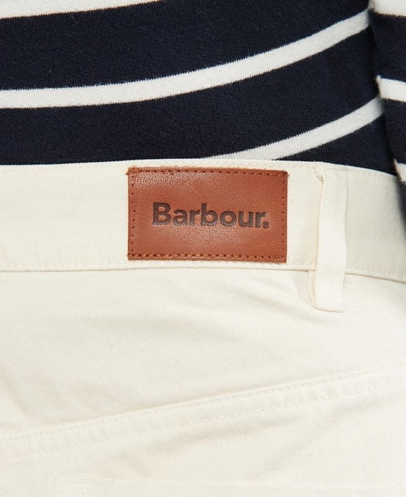 Cream Women Barbour Westbury Barrel Leg Jeans | US-1945BDXPZ