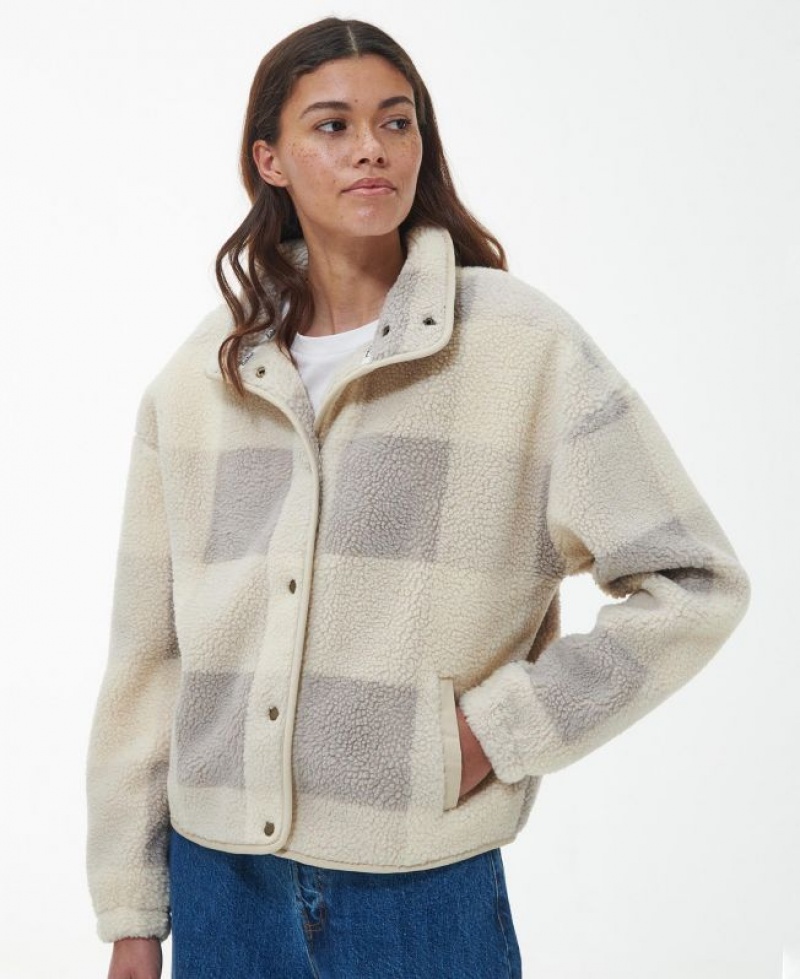 Cream / Grey Women Barbour Lichen Overlayer Fleece | US-6341VENDG