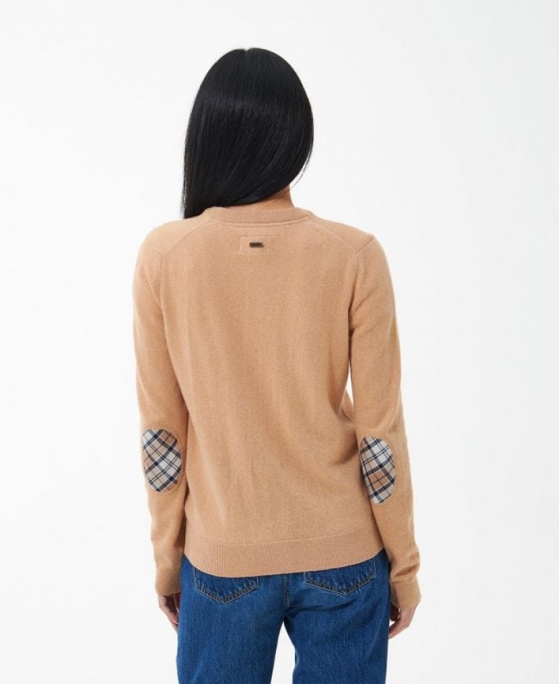 Dark Beige Women Barbour Pendle Cardigan | US-6097FPALO