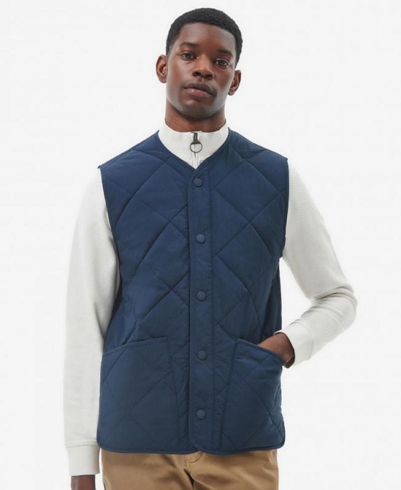 Dark Blue Men Barbour Brent Liddesdale Vest | US-9637ZDRTV