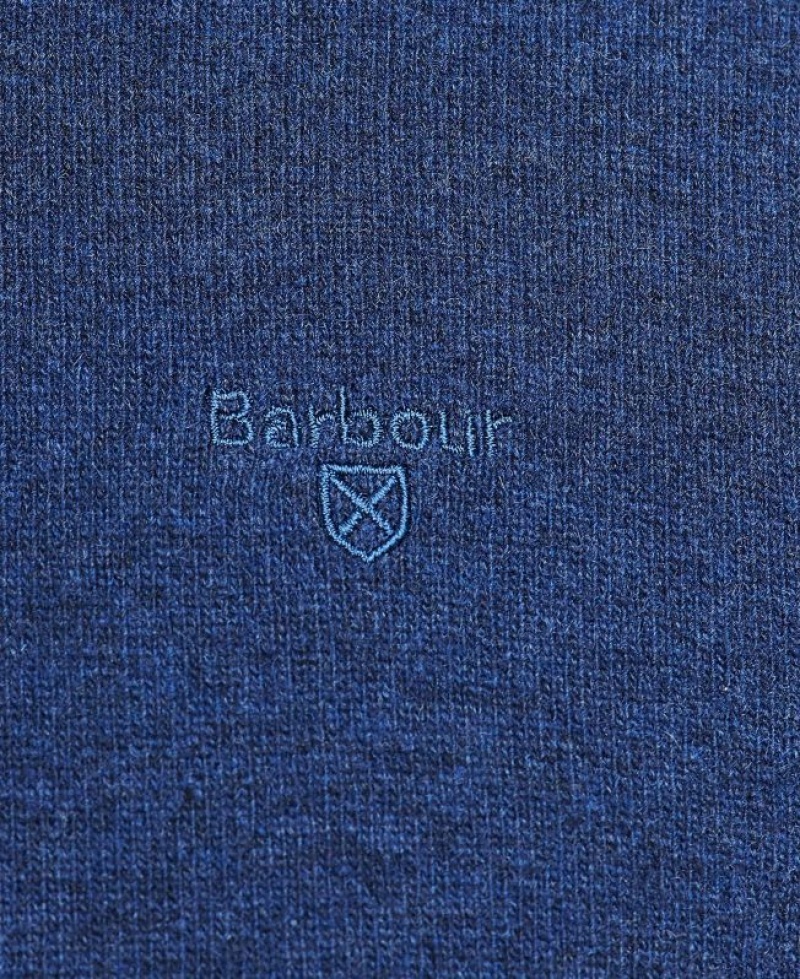 Dark Blue Men Barbour Essential Lambswool Crew Neck Sweatshirt | US-9503HGBSJ