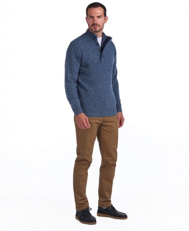 Dark Blue Men Barbour Essential Patch Half Zip Sweater | US-7016FOKDN