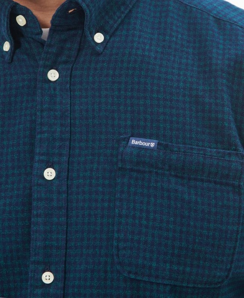 Dark Blue Men Barbour Geston Tailored Shirts | US-7495ASMNR