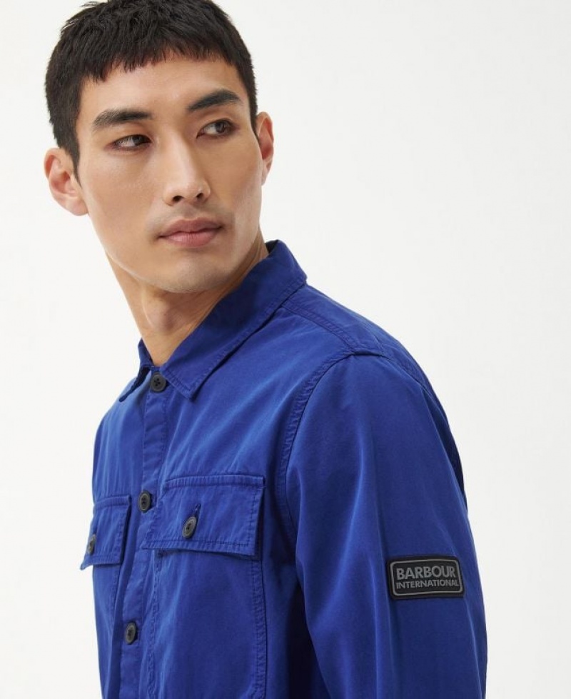 Dark Blue Men Barbour International Adey Overshirt | US-0327USVIW