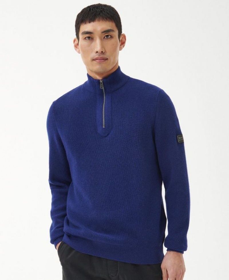 Dark Blue Men Barbour International Corser Half-Zip Knitted Sweater | US-6478YLJPU