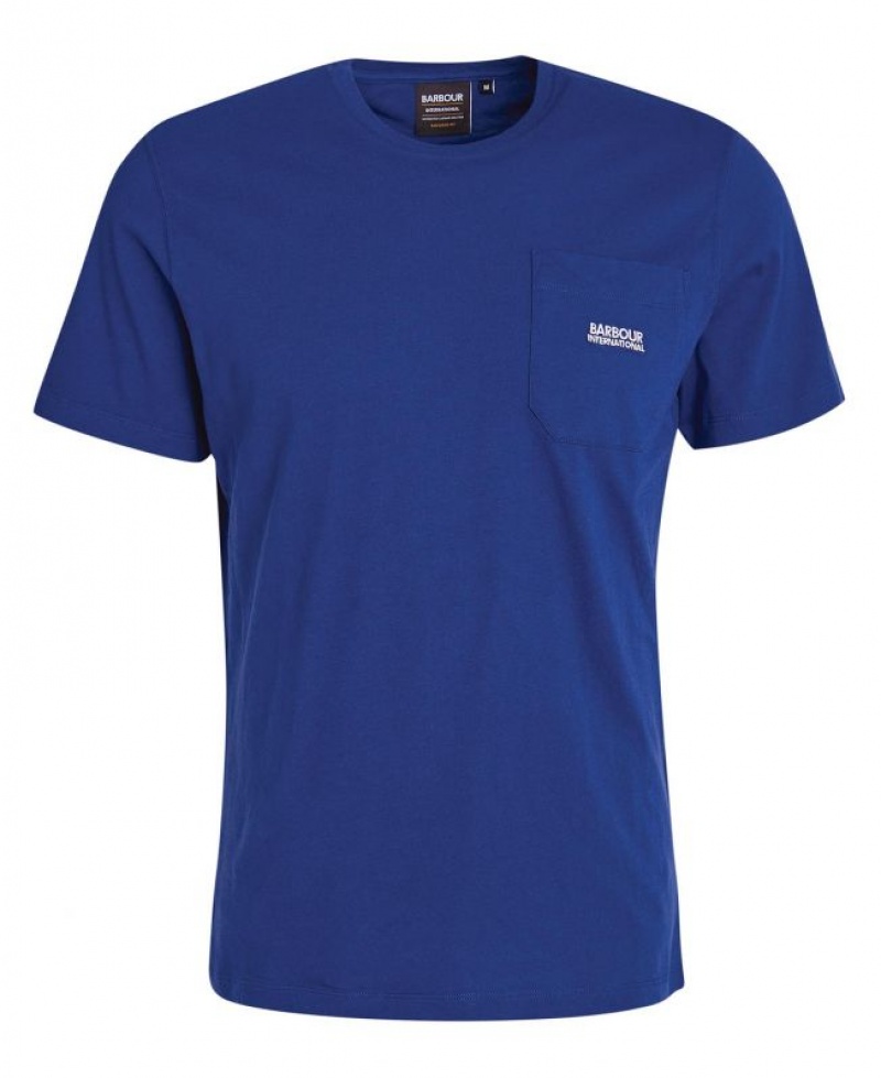 Dark Blue Men Barbour International Radok Pocket T-Shirts | US-5174NUCAE