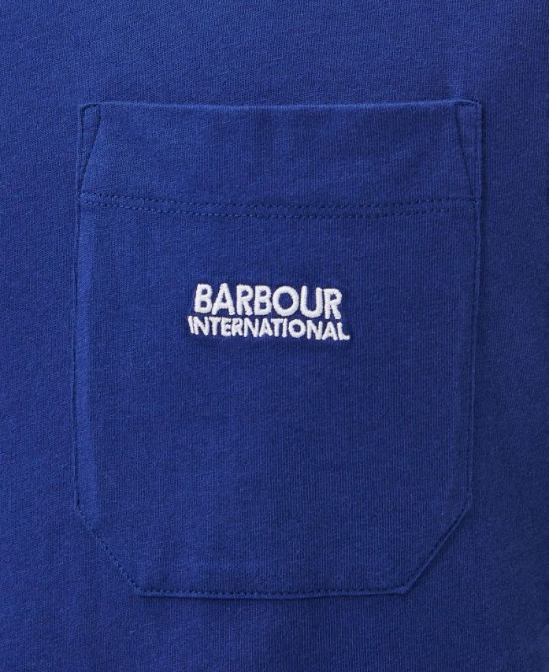 Dark Blue Men Barbour International Radok Pocket T-Shirts | US-5174NUCAE