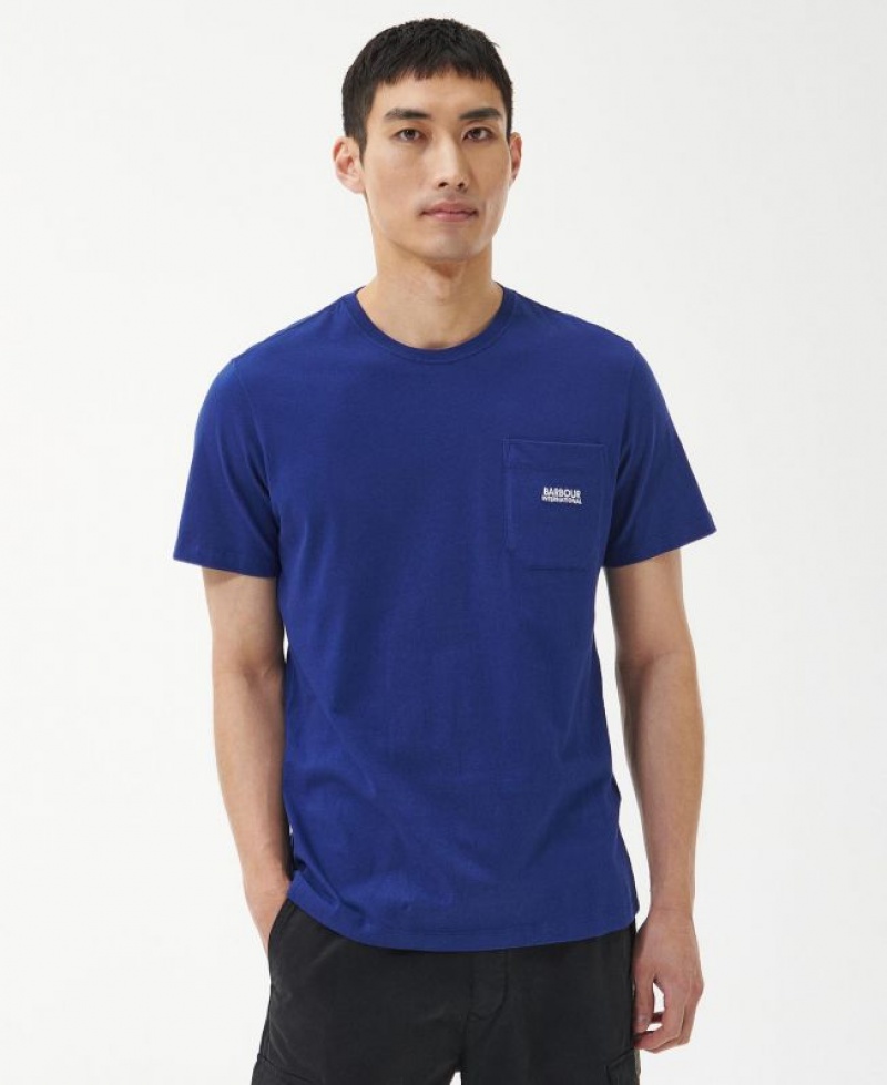 Dark Blue Men Barbour International Radok Pocket T-Shirts | US-5174NUCAE