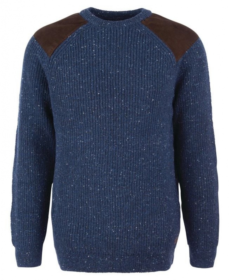 Dark Blue Men Barbour Raisthorpe Crew Neck Sweater | US-9587NLIOA