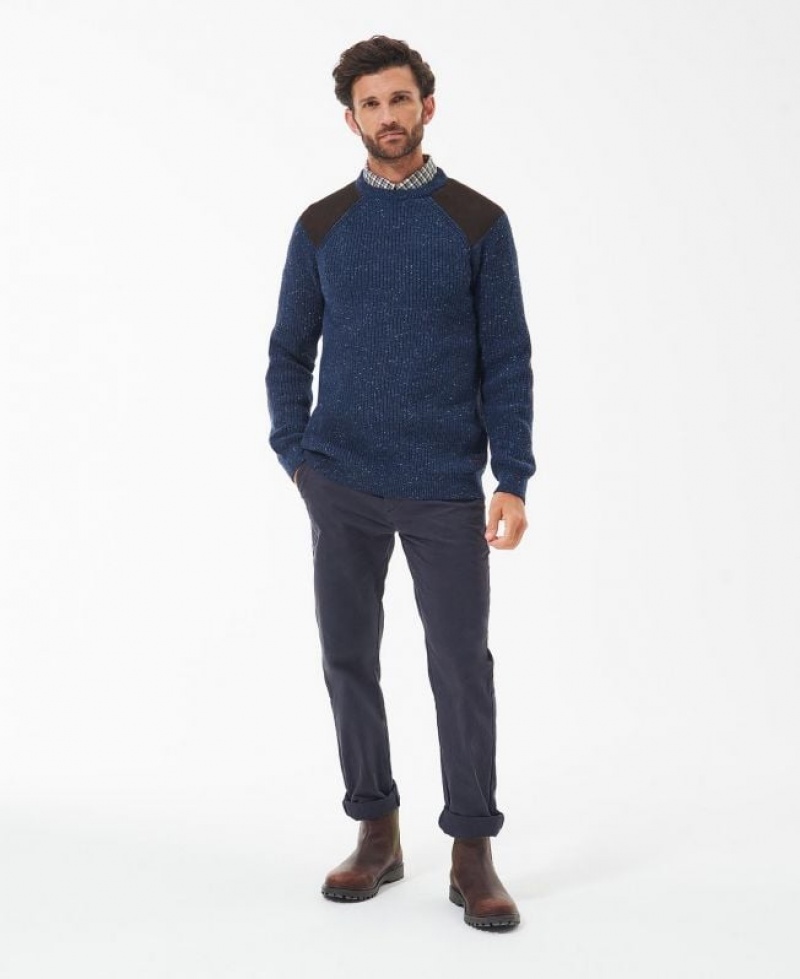 Dark Blue Men Barbour Raisthorpe Crew Neck Sweater | US-9587NLIOA