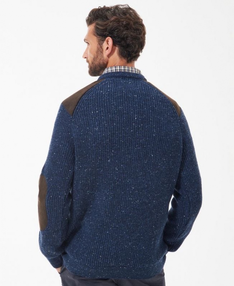 Dark Blue Men Barbour Raisthorpe Crew Neck Sweater | US-9587NLIOA