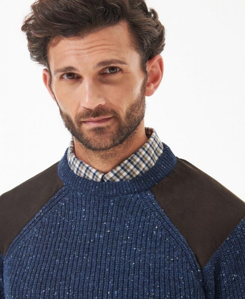 Dark Blue Men Barbour Raisthorpe Crew Neck Sweater | US-9587NLIOA