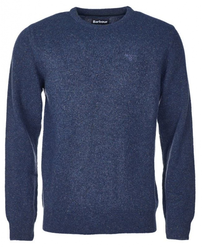 Dark Blue Men Barbour Tisbury Crew Neck Sweater | US-4062XGOJB