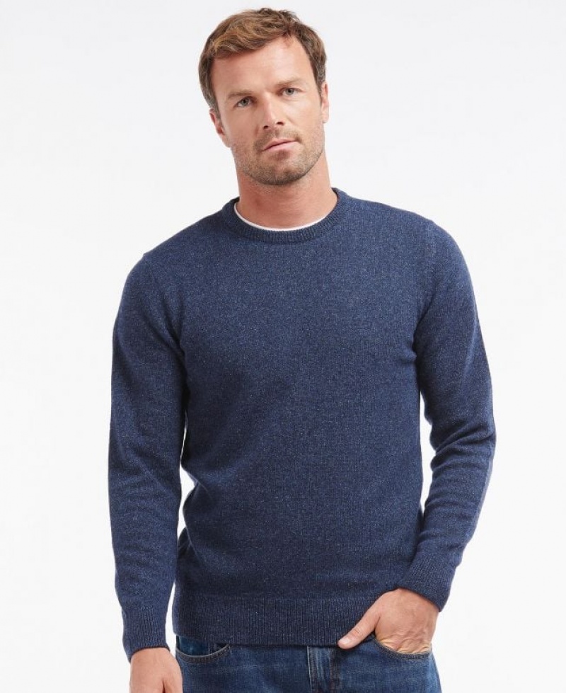 Dark Blue Men Barbour Tisbury Crew Neck Sweater | US-4062XGOJB