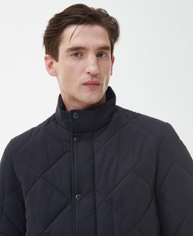 Dark Blue Men Barbour Winter Chelsea Quilted Jacket | US-3790IDFWG