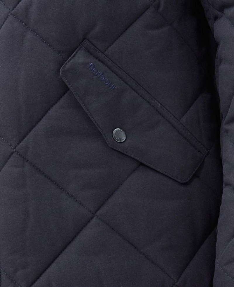 Dark Blue Men Barbour Winter Chelsea Quilted Jacket | US-3790IDFWG