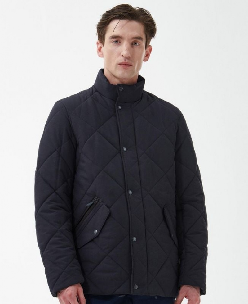 Dark Blue Men Barbour Winter Chelsea Quilted Jacket | US-3790IDFWG